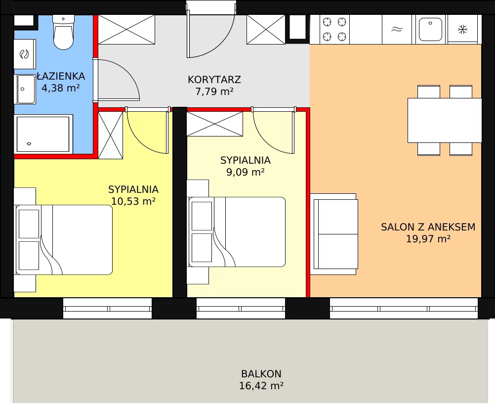 3 pokoje, apartament inwestycyjny 51,76 m², piętro 1, oferta nr A24, Ventis Apartments, Jastrzębia Góra, ul. Wczasowa