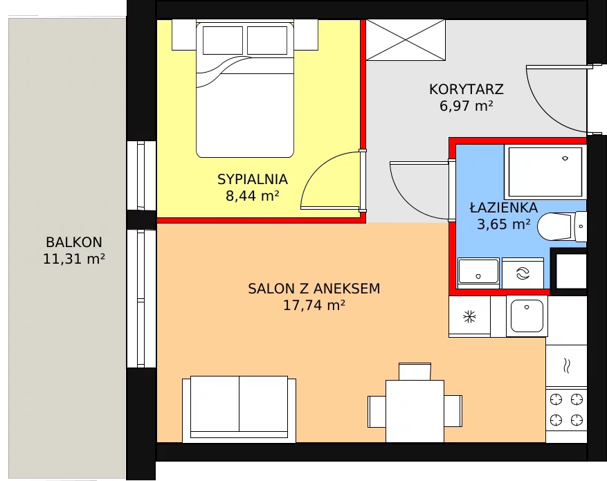 Apartament inwestycyjny 36,80 m², piętro 1, oferta nr A28, Ventis Apartments, Jastrzębia Góra, ul. Wczasowa