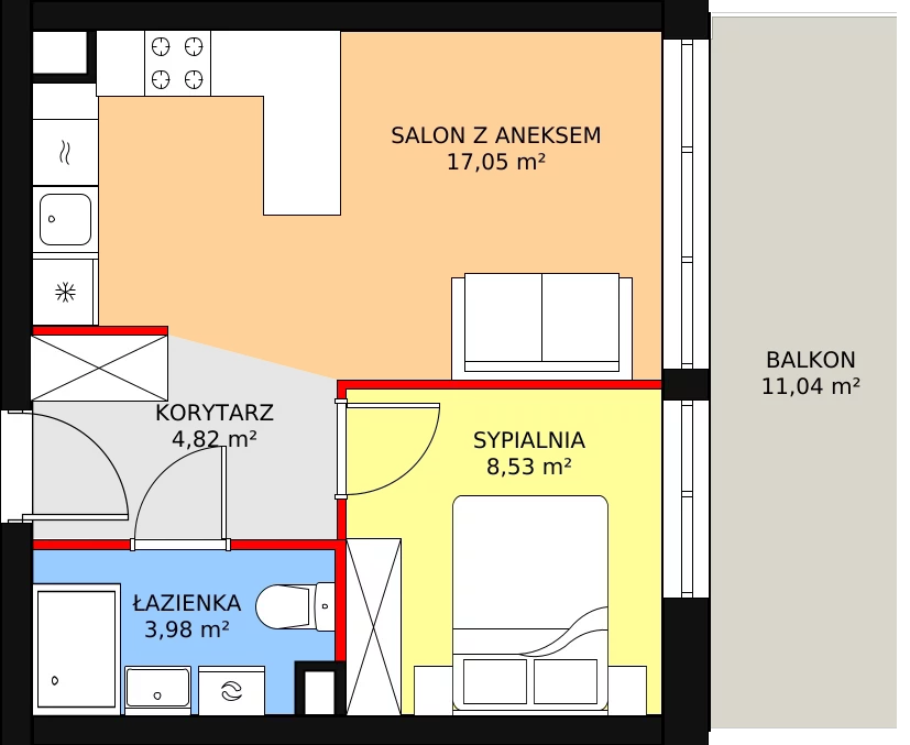 Apartament inwestycyjny 34,38 m², piętro 2, oferta nr A38, Ventis Apartments, Jastrzębia Góra, ul. Wczasowa