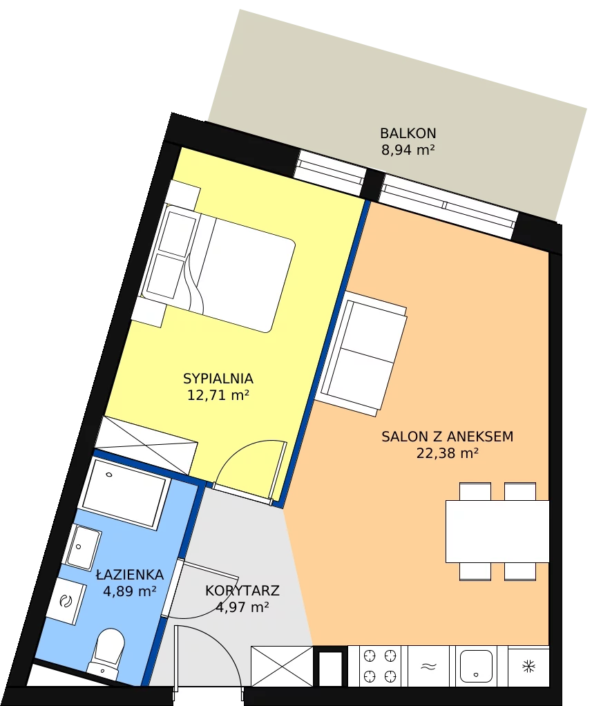 Zalety apartamentu inwestycyjnego 44.95 m², A46