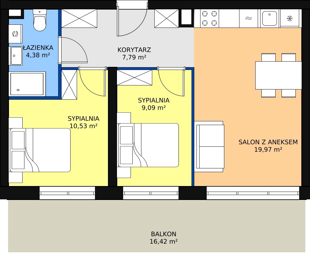 Zalety apartamentu inwestycyjnego 51.67 m², A56