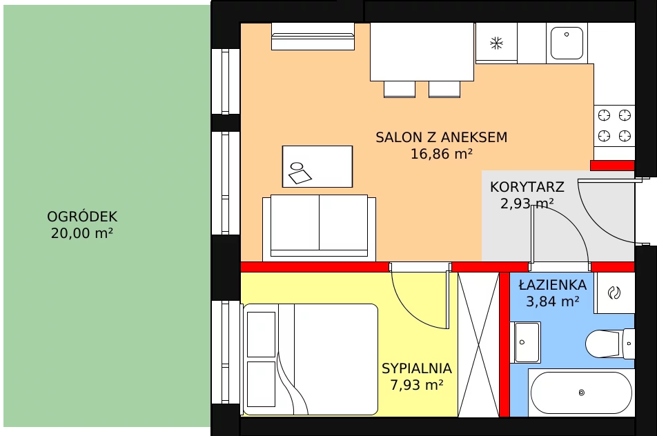 Mieszkanie 31,55 m², parter, oferta nr BII/1/A9, Świergotki - Etap II, Szczecin, Północ, Żelechowa, ul. Przepiórki