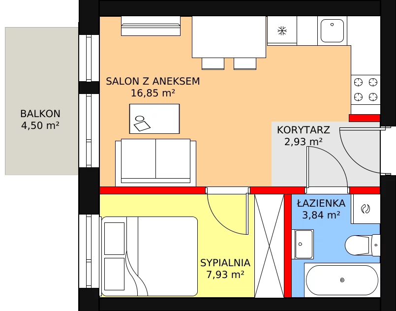 Mieszkanie 31,55 m², piętro 1, oferta nr BII/2/A9, Świergotki - Etap II, Szczecin, Północ, Żelechowa, ul. Przepiórki