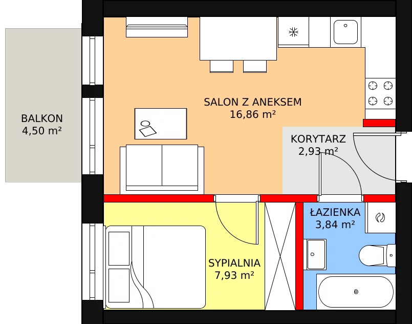 Mieszkanie 31,55 m², piętro 3, oferta nr BII/4/A9, Świergotki - Etap II, Szczecin, Północ, Żelechowa, ul. Przepiórki