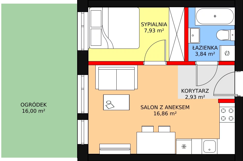 Mieszkanie 31,55 m², parter, oferta nr BII/1/B2, Świergotki - Etap II, Szczecin, Północ, Żelechowa, ul. Przepiórki