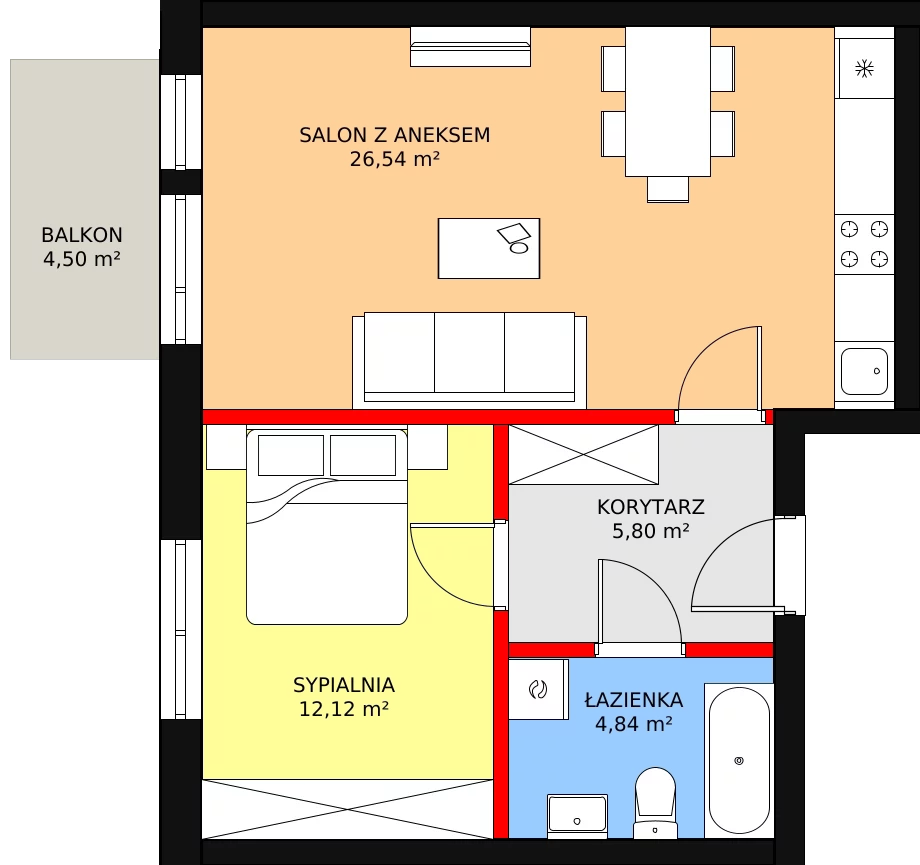 Mieszkanie 49,30 m², piętro 3, oferta nr BII/4/B3, Świergotki - Etap II, Szczecin, Północ, Żelechowa, ul. Przepiórki