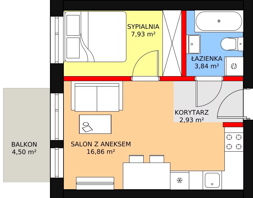 Mieszkanie 31,55 m², piętro 3, oferta nr BII/4/B11, Świergotki - Etap II, Szczecin, Północ, Żelechowa, ul. Przepiórki