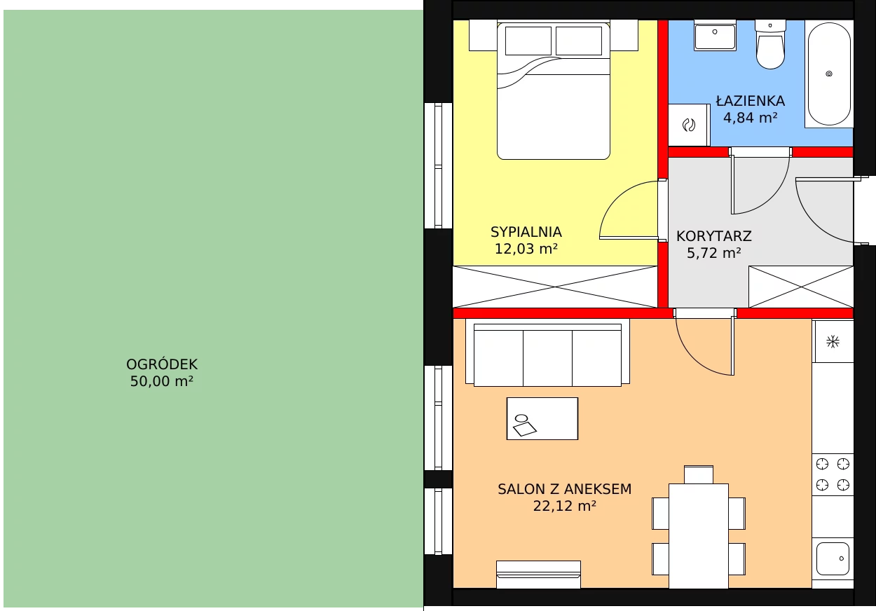 Mieszkanie 44,71 m², parter, oferta nr BIII/1/A4, Świergotki - Etap II, Szczecin, Północ, Żelechowa, ul. Przepiórki