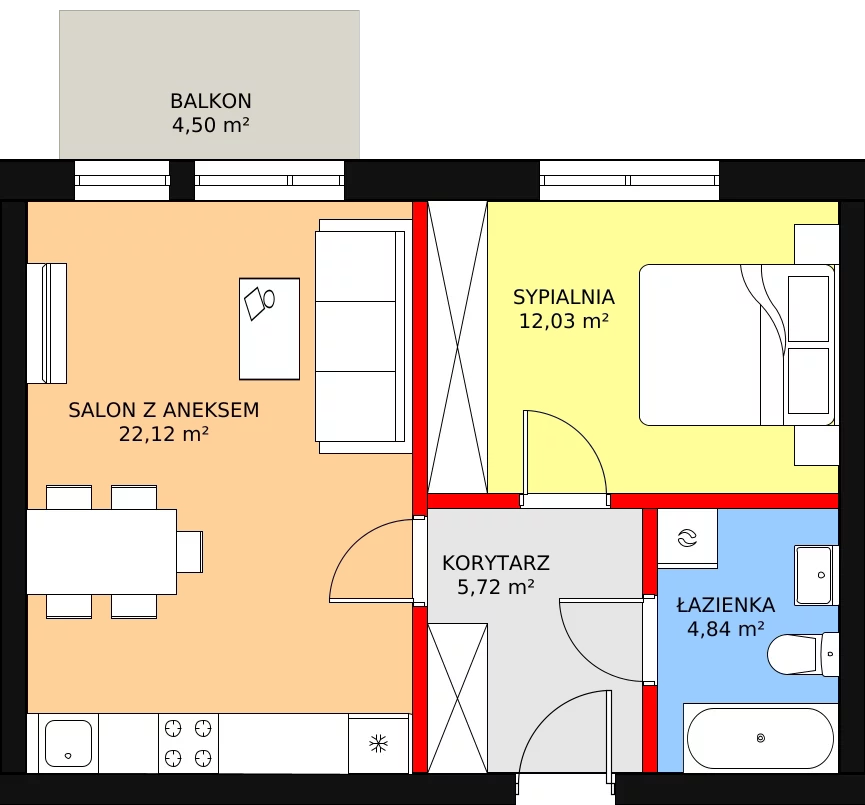 2 pokoje, mieszkanie 44,71 m², piętro 3, oferta nr BIII/4/A4, Świergotki - Etap II, Szczecin, Północ, Żelechowa, ul. Przepiórki