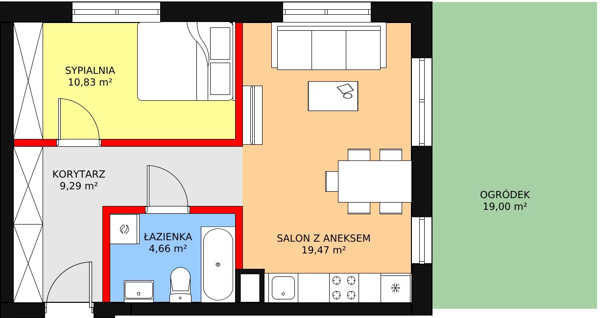 Mieszkanie 44,25 m², parter, oferta nr BIII/1/A6, Świergotki - Etap II, Szczecin, Północ, Żelechowa, ul. Przepiórki