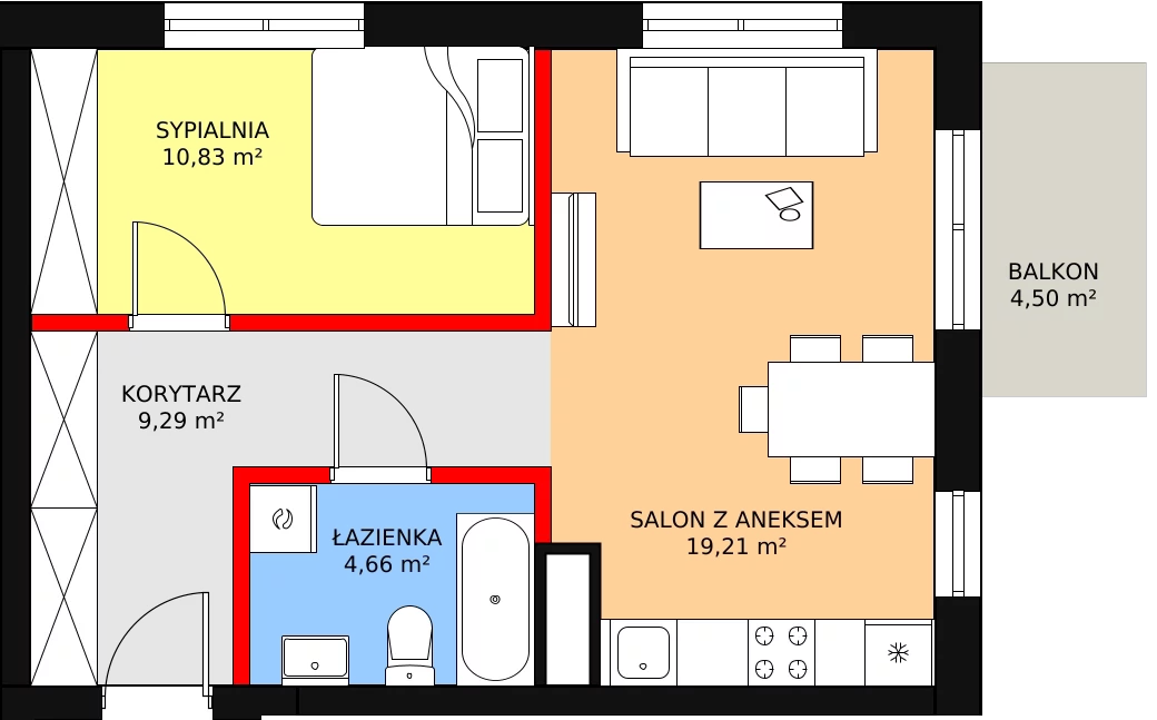 Mieszkanie 43,98 m², piętro 2, oferta nr BIII/3/A6, Świergotki - Etap II, Szczecin, Północ, Żelechowa, ul. Przepiórki