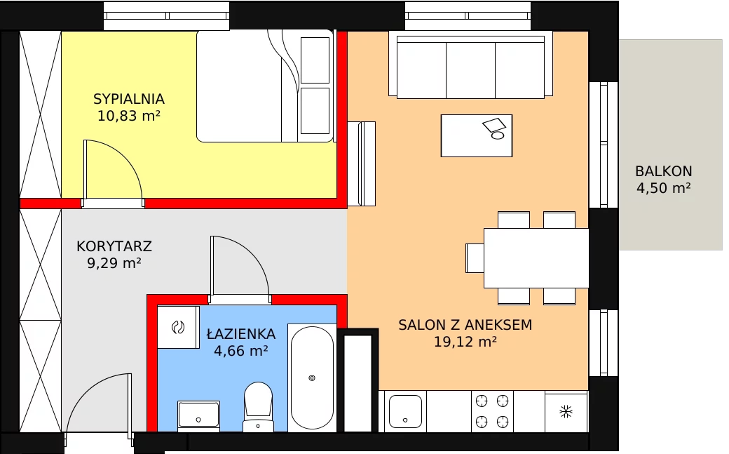 Mieszkanie 43,90 m², piętro 3, oferta nr BIII/4/A6, Świergotki - Etap II, Szczecin, Północ, Żelechowa, ul. Przepiórki