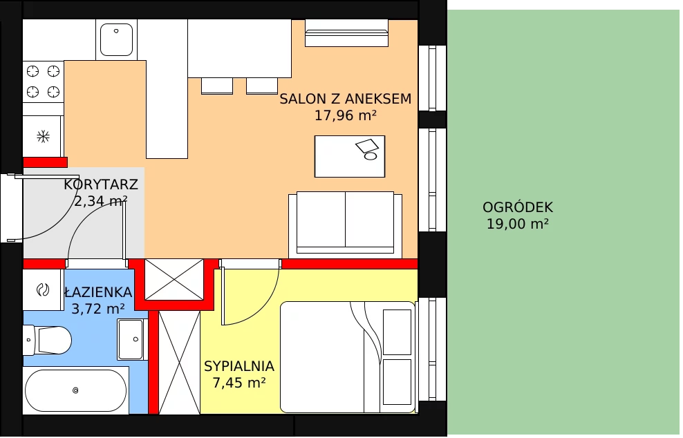 Mieszkanie 31,47 m², parter, oferta nr BIII/1/A7, Świergotki - Etap II, Szczecin, Północ, Żelechowa, ul. Przepiórki