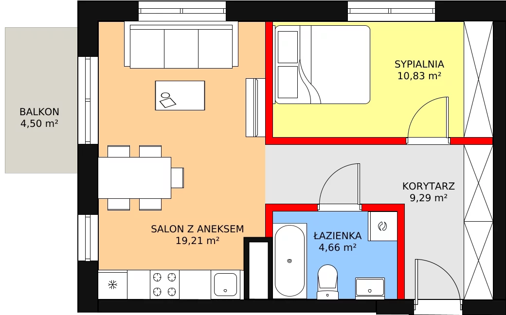 Mieszkanie 43,98 m², piętro 2, oferta nr BV/3/A6, Świergotki - Etap II, Szczecin, Północ, Żelechowa, ul. Przepiórki