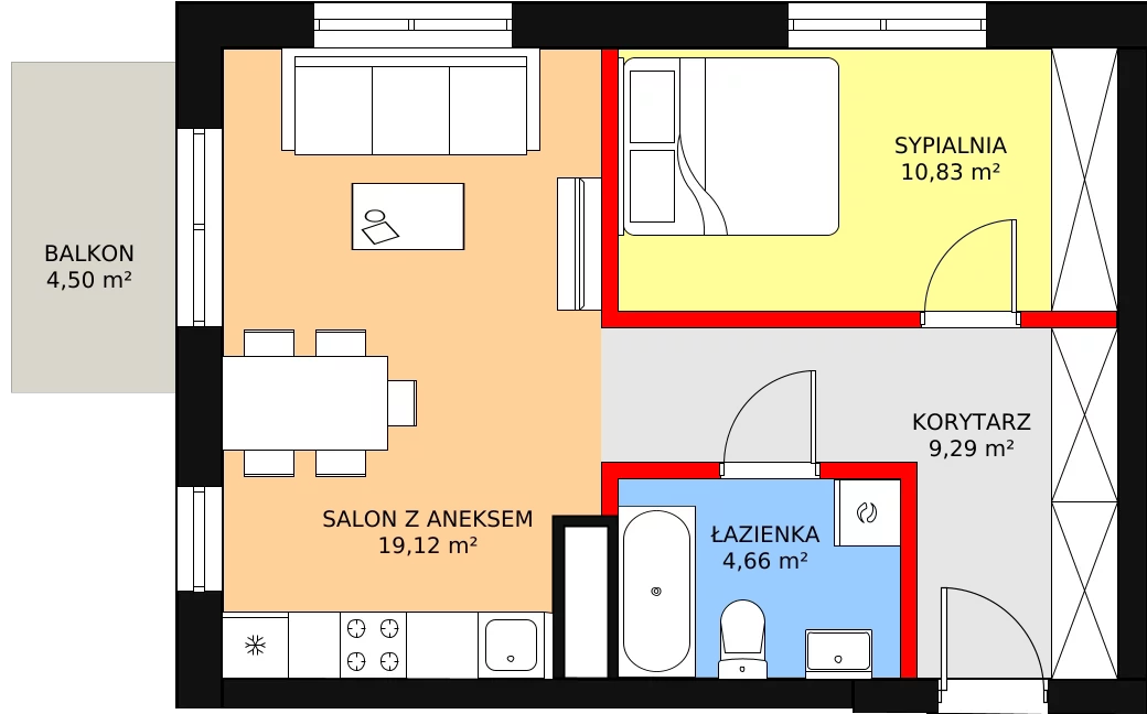 Mieszkanie 43,90 m², piętro 3, oferta nr BV/4/A6, Świergotki - Etap II, Szczecin, Północ, Żelechowa, ul. Przepiórki