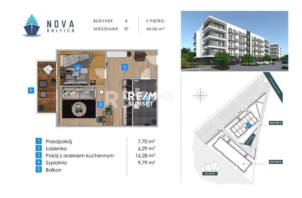 2 pokoje, mieszkanie 39,98 m², piętro 3, oferta nr , 1012-MS-Dzj9ONuoY8, Kołobrzeg, Artyleryjska