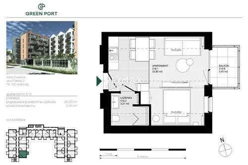 2 pokoje, mieszkanie 22,24 m², piętro 5, oferta nr , 315-MS-Dzj9ONuoY8, Kołobrzeg, Lwowska