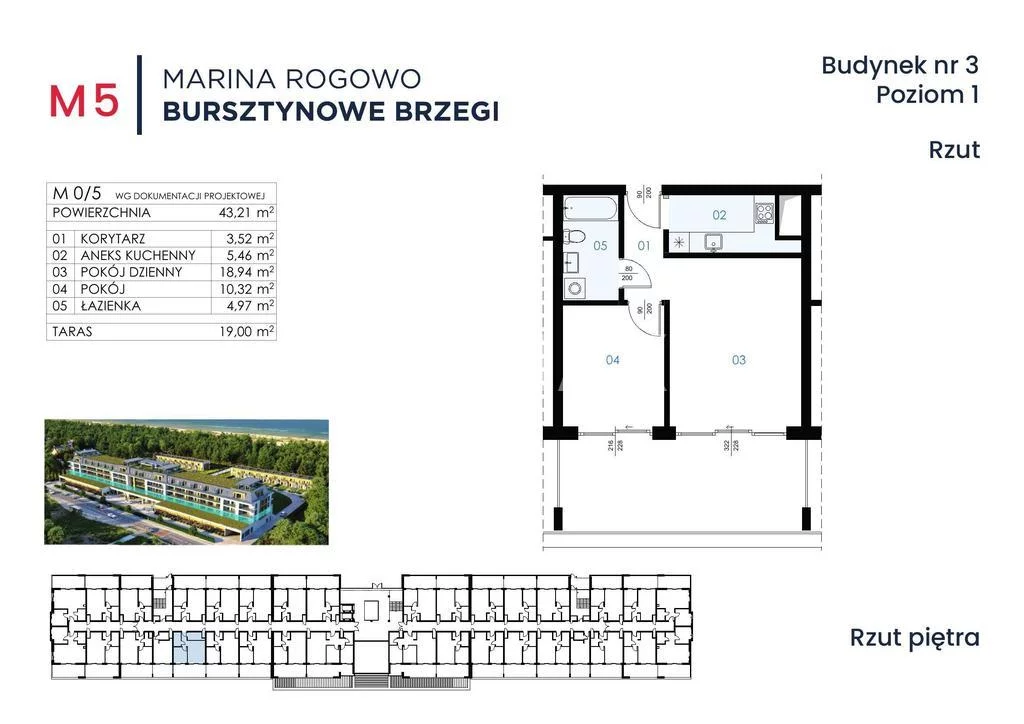 Mieszkanie dwupokojowe 43,21 m², Rogowo, Sprzedaż