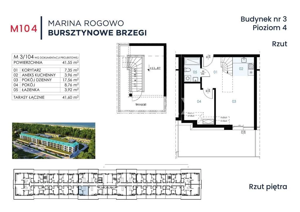 Mieszkanie dwupokojowe 41,55 m², Rogowo, Sprzedaż
