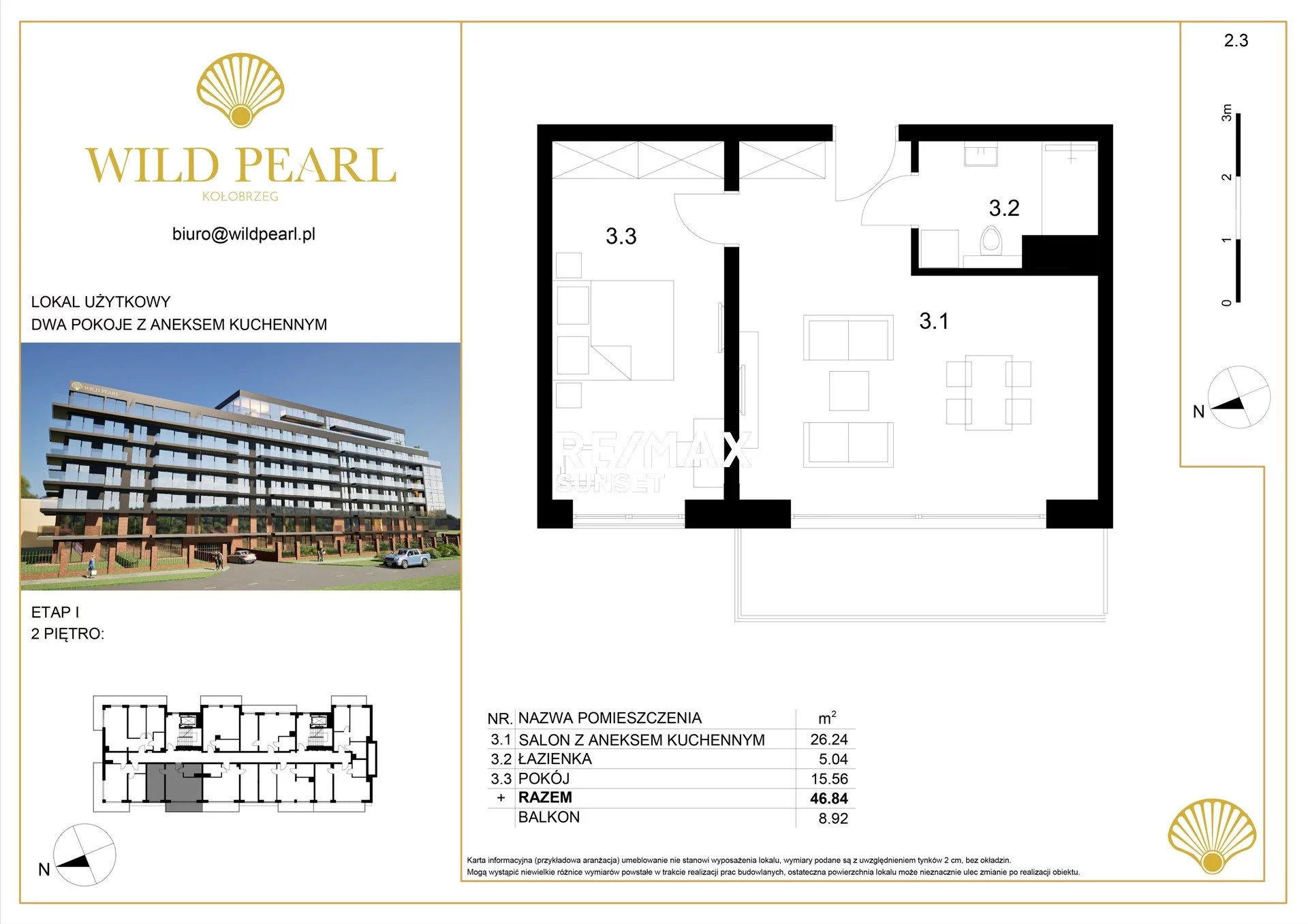 2 pokoje, mieszkanie 46,84 m², piętro 2, oferta nr , 151-MS-Dzj9ONuoY8, Kołobrzeg, Solna