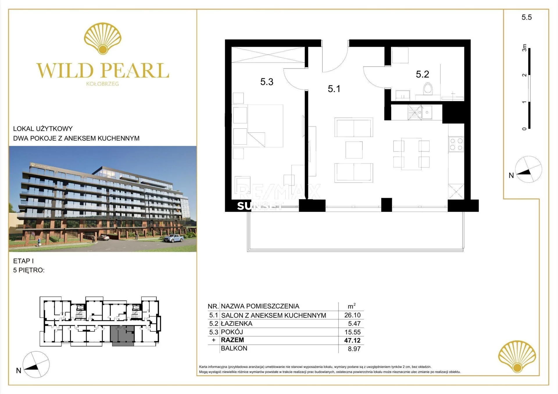 2 pokoje, mieszkanie 47,11 m², piętro 5, oferta nr , 387-MS-Dzj9ONuoY8, Kołobrzeg, Solna