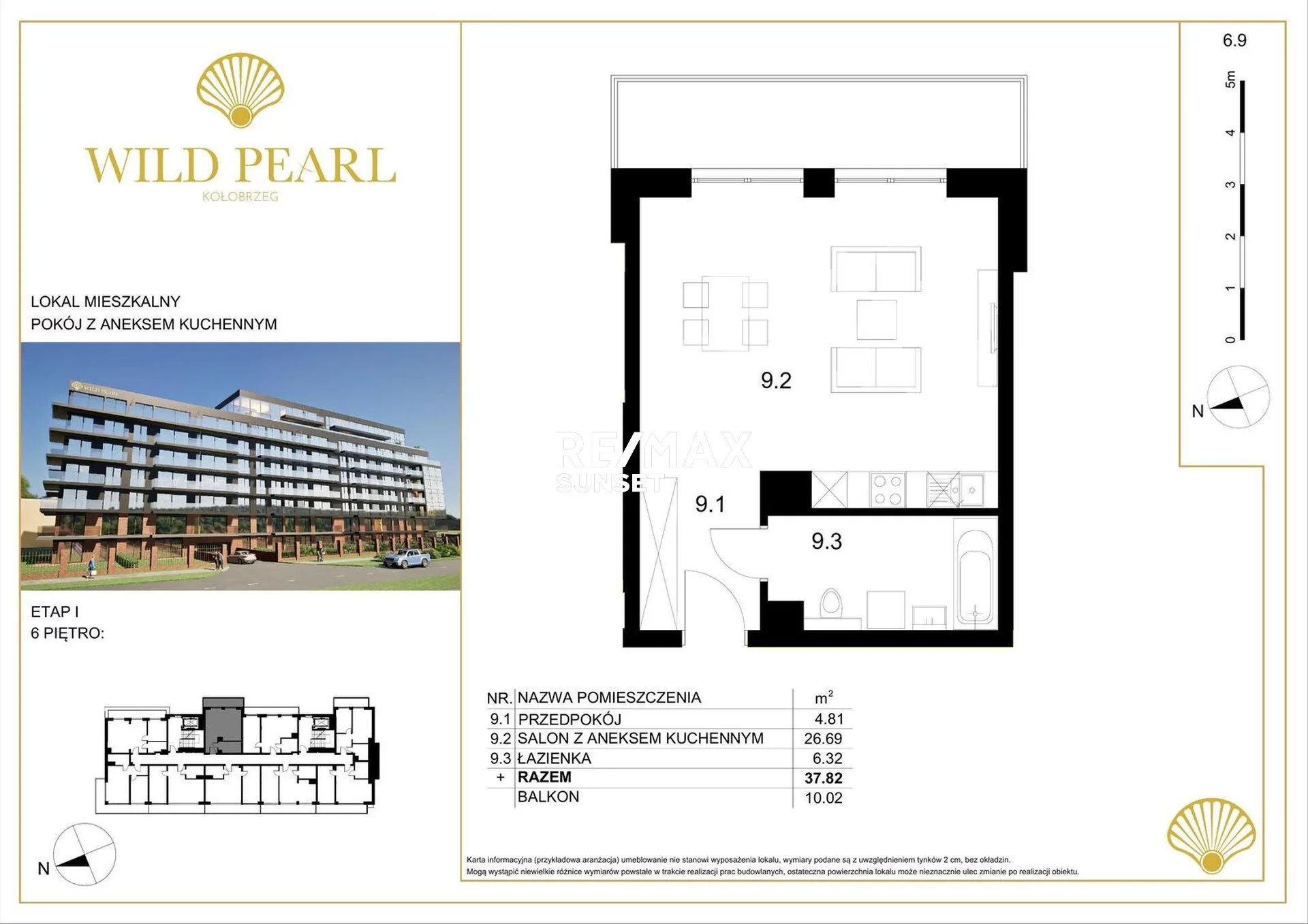 2 pokoje, mieszkanie 37,82 m², piętro 6, oferta nr , 466-MS-Dzj9ONuoY8, Kołobrzeg, Solna