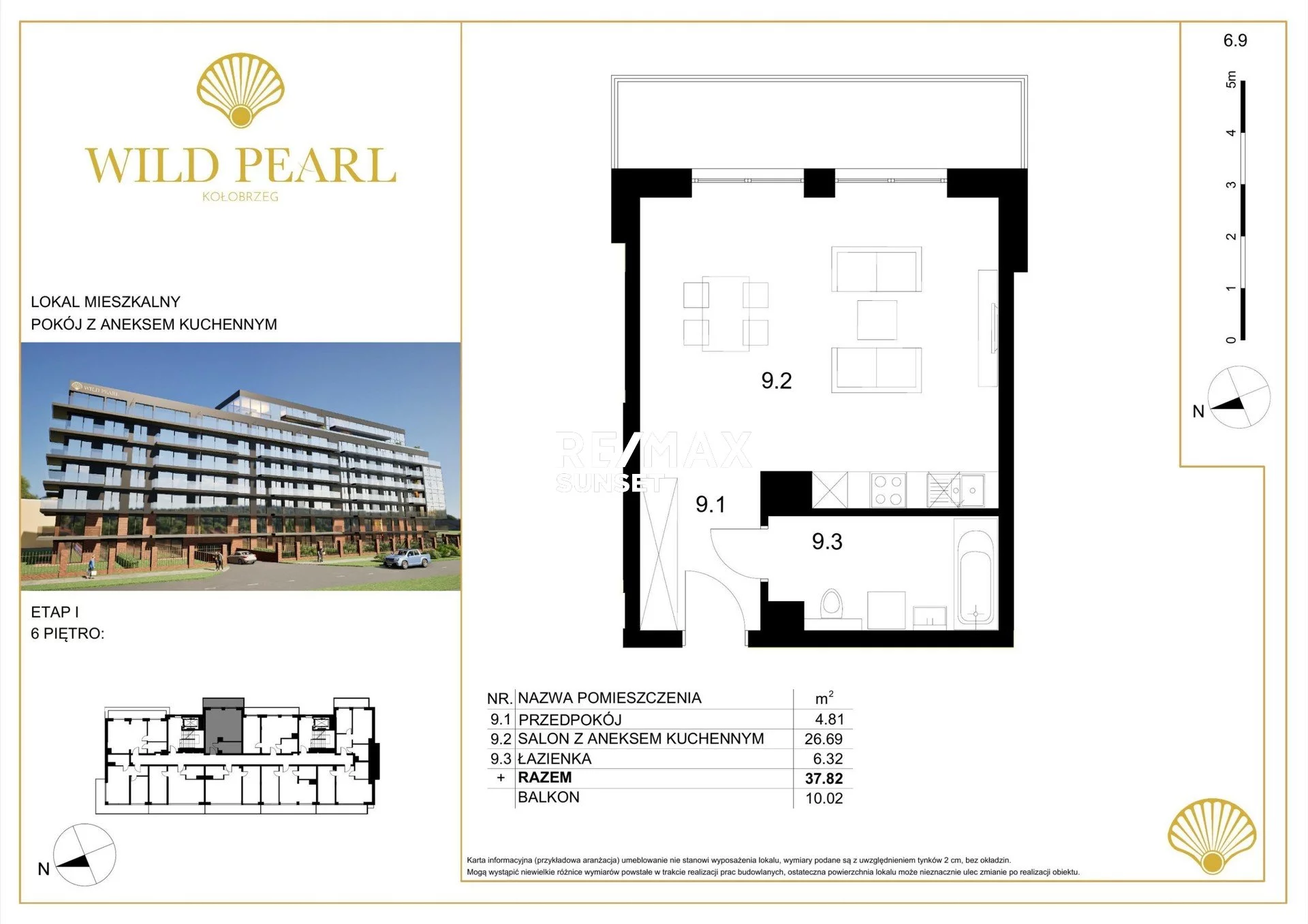 2 pokoje, mieszkanie 37,82 m², piętro 6, oferta nr , 466-MS-Dzj9ONuoY8, Kołobrzeg, Solna