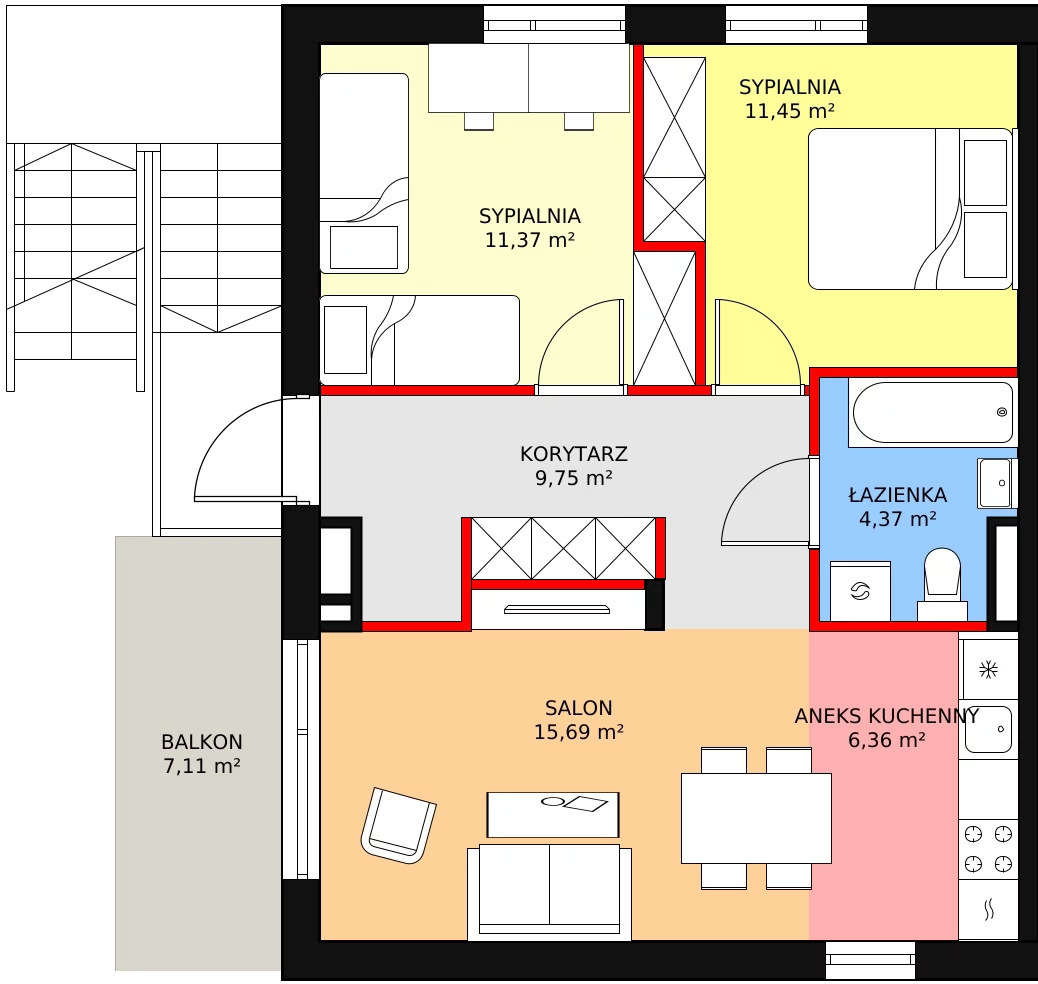 3 pokoje, mieszkanie 58,99 m², piętro 1, oferta nr 3.D, Zielone Falenty, Falenty Duże, ul. Falencka