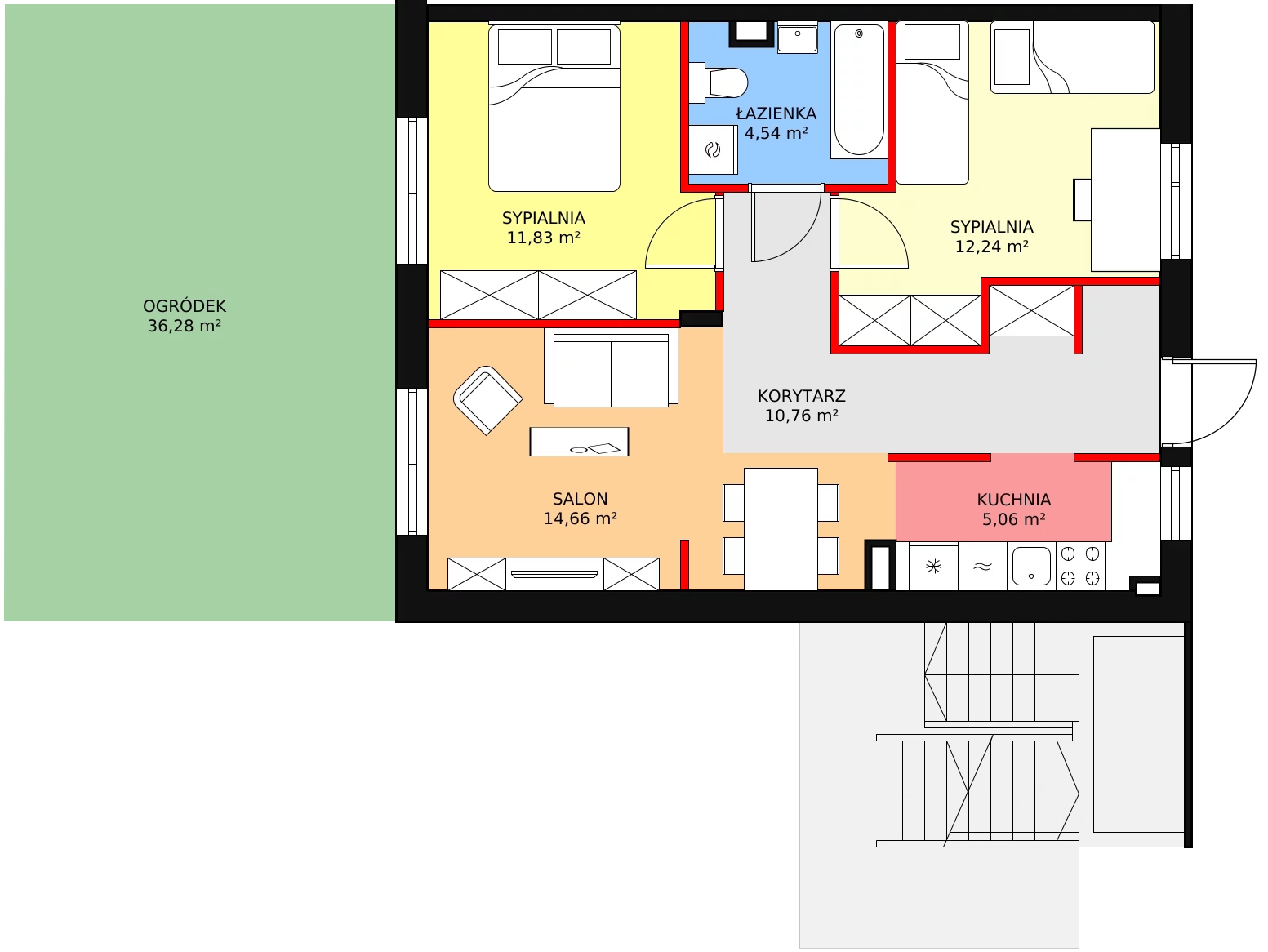 3 pokoje, mieszkanie 59,09 m², parter, oferta nr 6.A, Zielone Falenty, Falenty Duże, ul. Falencka