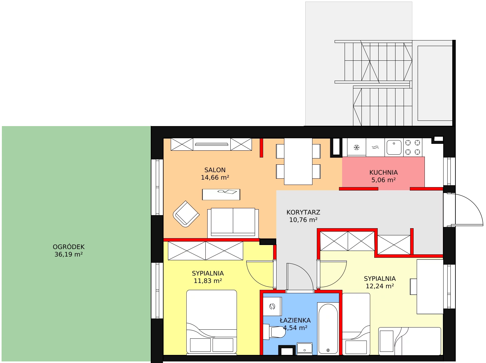 3 pokoje, mieszkanie 59,09 m², parter, oferta nr 6.C, Zielone Falenty, Falenty Duże, ul. Falencka