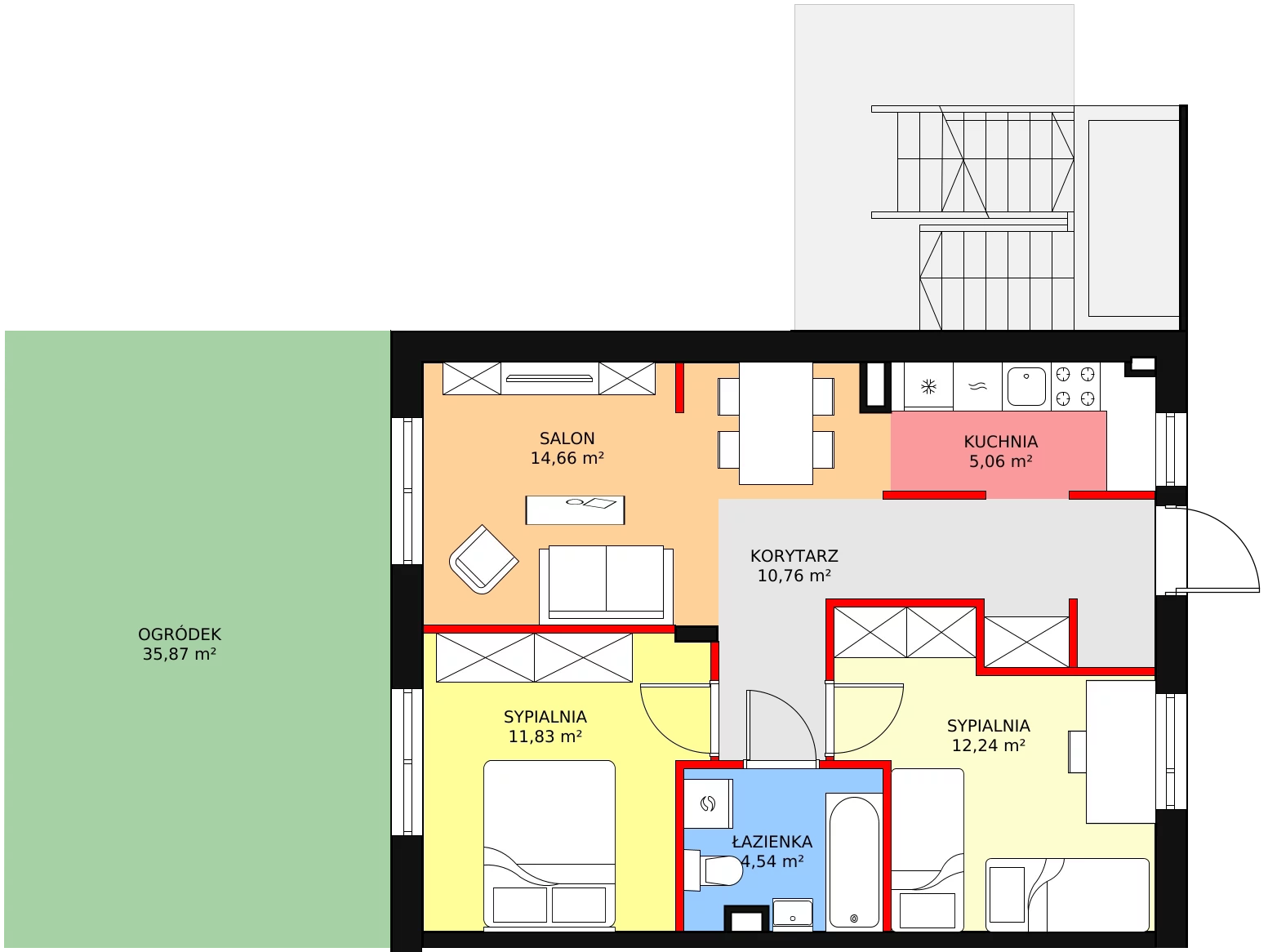 3 pokoje, mieszkanie 59,09 m², parter, oferta nr 7.C, Zielone Falenty, Falenty Duże, ul. Falencka