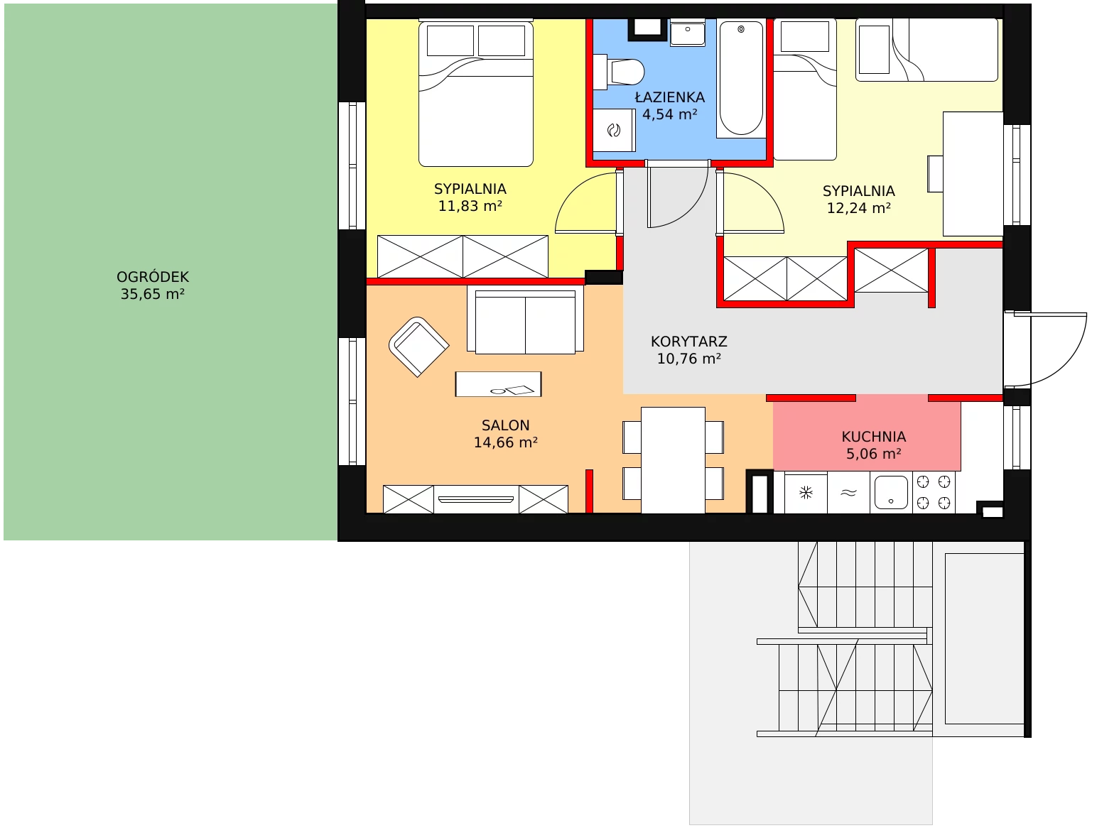 3 pokoje, mieszkanie 59,09 m², parter, oferta nr 8.A, Zielone Falenty, Falenty Duże, ul. Falencka