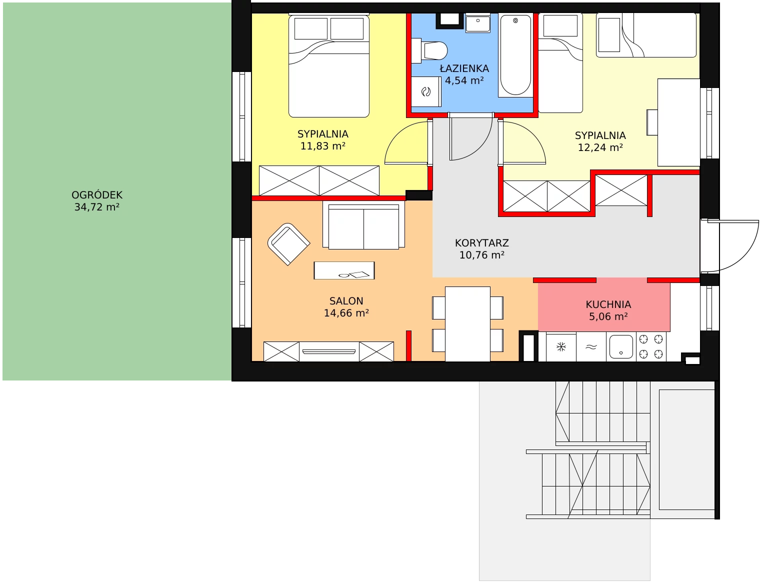 3 pokoje, mieszkanie 59,09 m², parter, oferta nr 11.A, Zielone Falenty, Falenty Duże, ul. Falencka