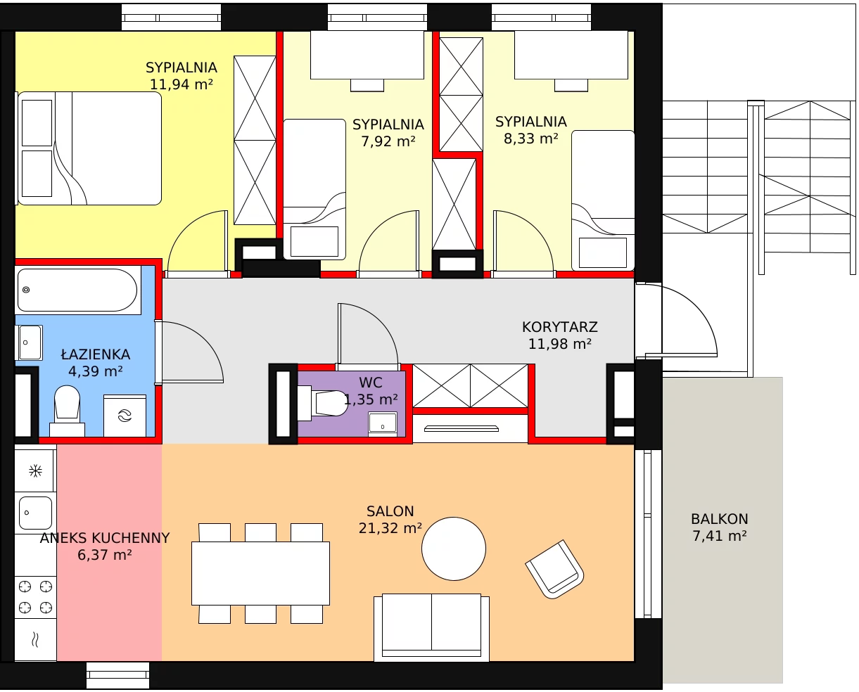 4 pokoje, mieszkanie 73,60 m², piętro 1, oferta nr 9.B, Zielone Falenty, Falenty Duże, ul. Falencka