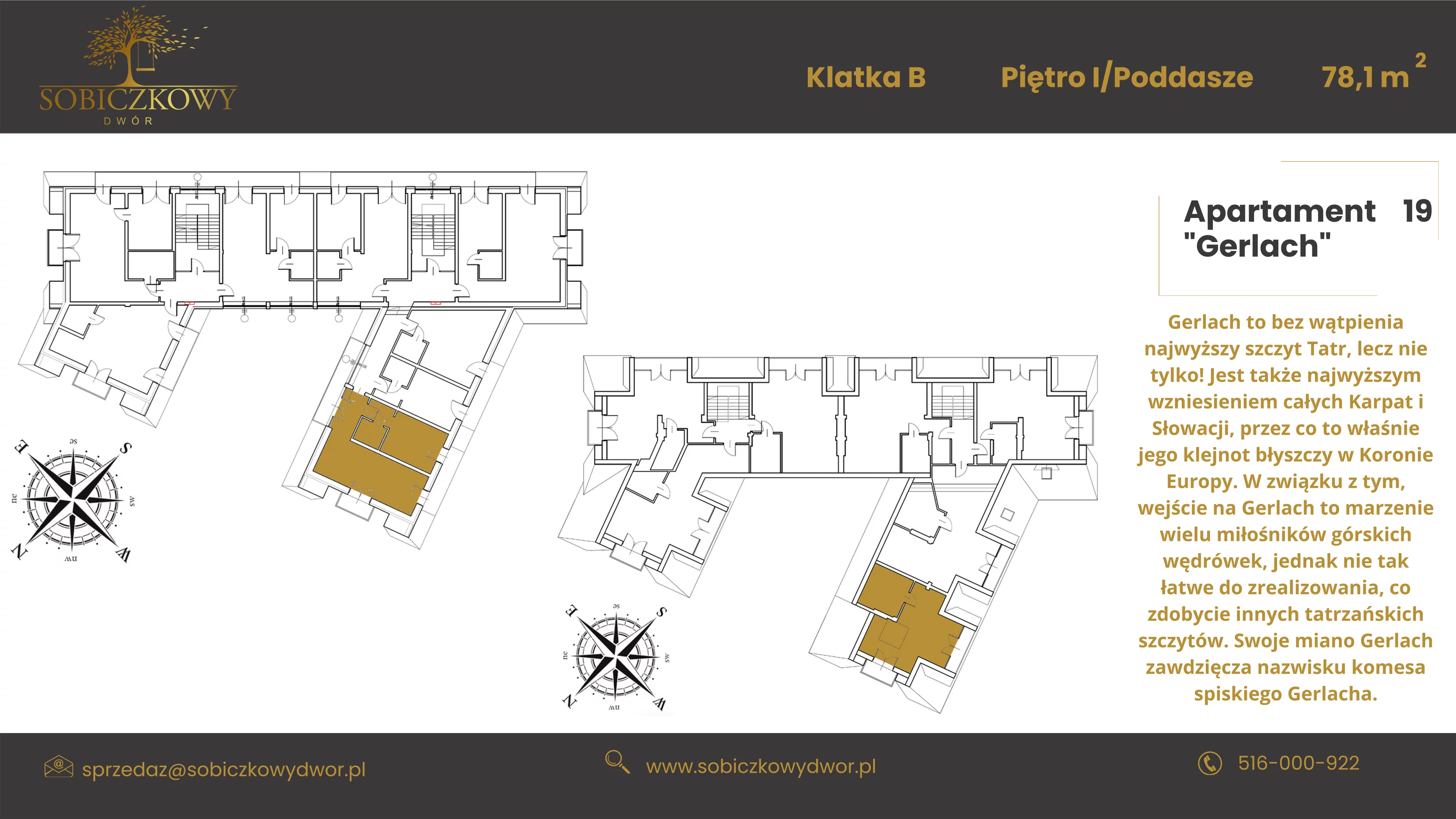 Apartament 84,70 m², piętro 1, oferta nr 19 "Gerlach", Sobiczkowy Dwór, Kościelisko, ul. Sobiczkowa Bór 1