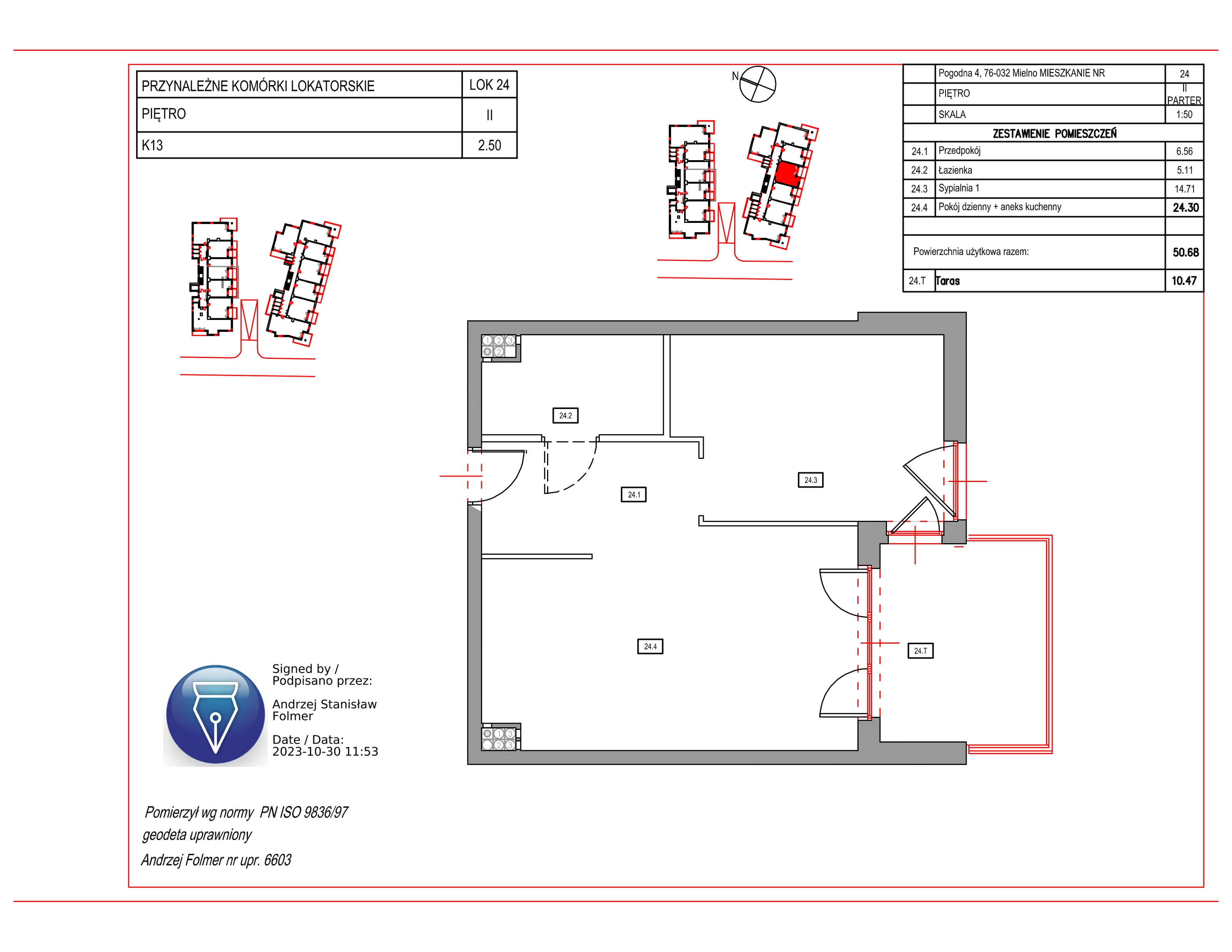 2 pokoje, apartament 50,68 m², piętro 2, oferta nr B24, Villa Verona Mielno, Mielno, ul. Pogodna 4A