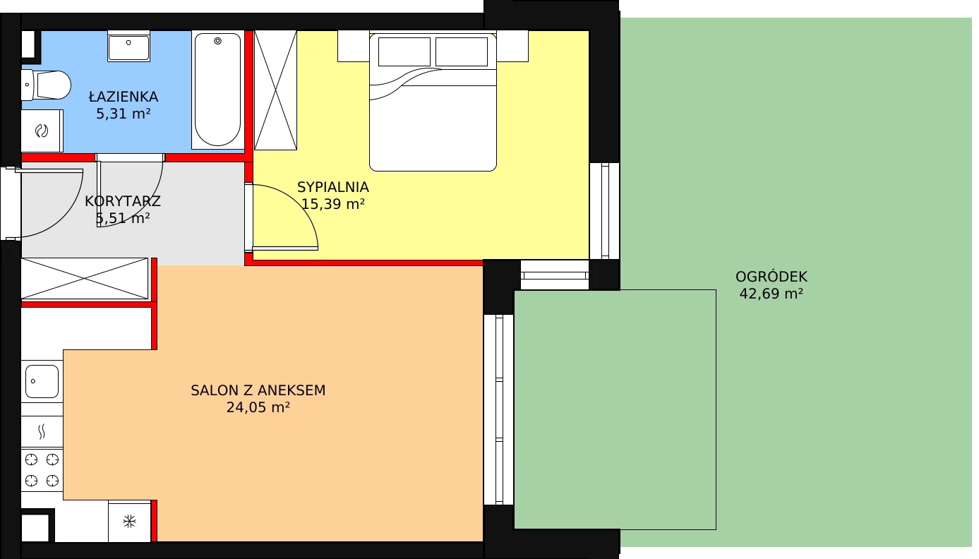 Apartament 50,46 m², parter, oferta nr A3, Villa Verona Mielno, Mielno, ul. Pogodna 4A