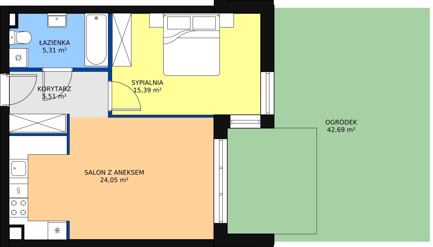 2 pokoje, apartament 50,46 m², parter, oferta nr A3, Villa Verona Mielno, Mielno, ul. Pogodna 4A