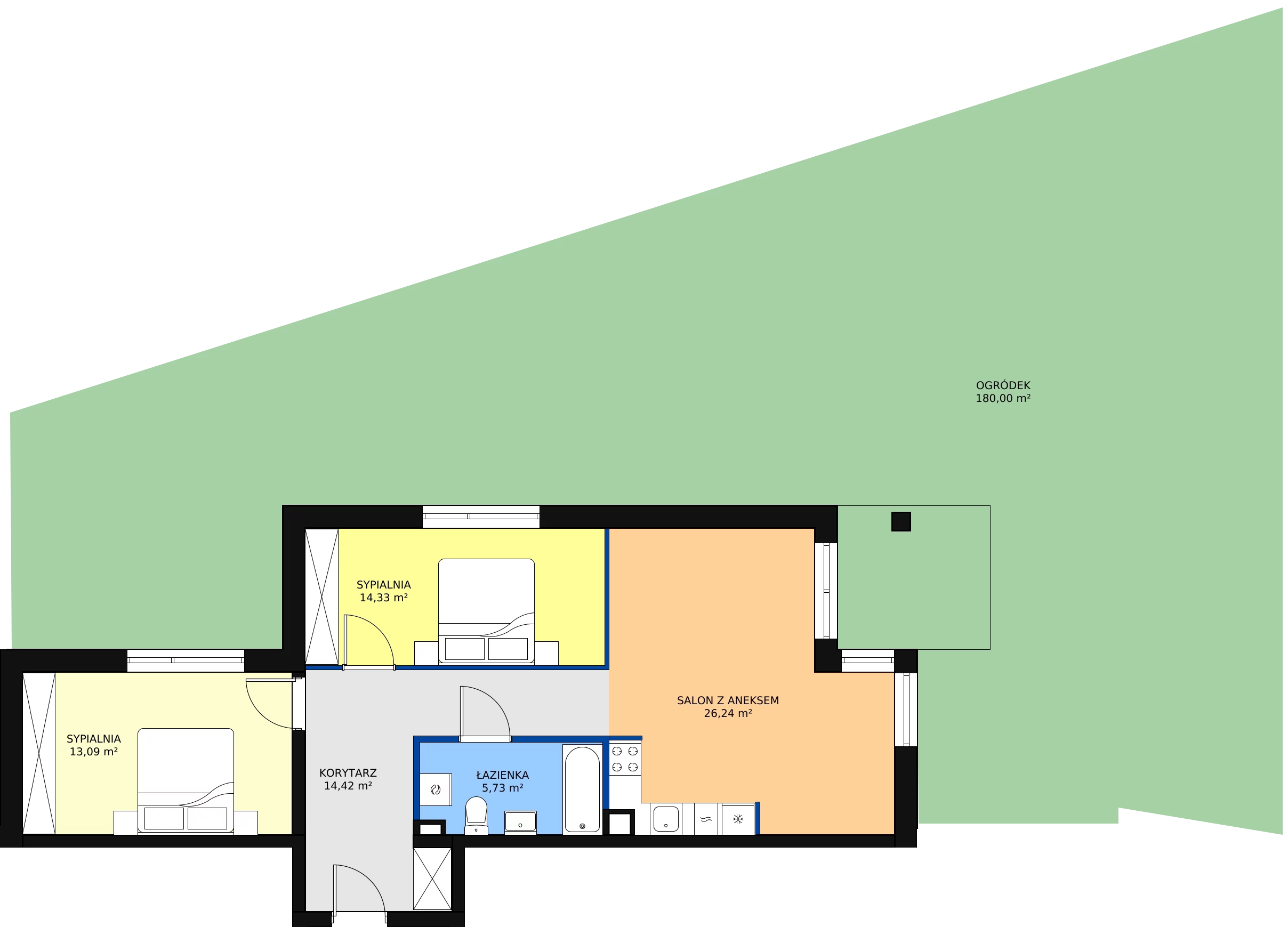 3 pokoje, apartament 76,76 m², parter, oferta nr B2, Villa Verona Mielno, Mielno, ul. Pogodna 4A