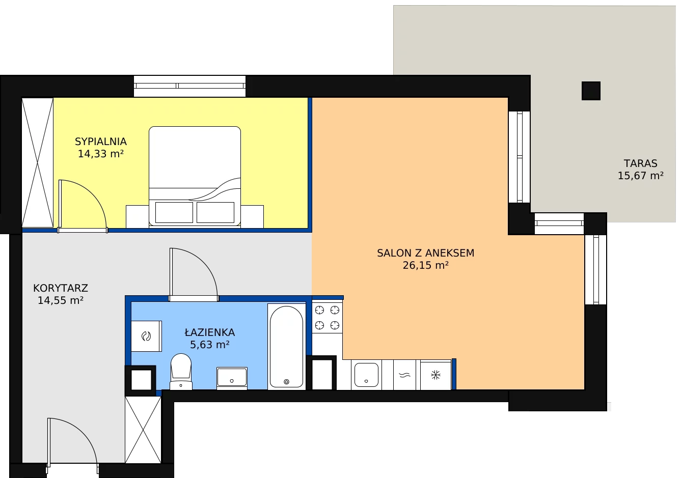 2 pokoje, apartament 61,48 m², piętro 1, oferta nr B12, Villa Verona Mielno, Mielno, ul. Pogodna 4A