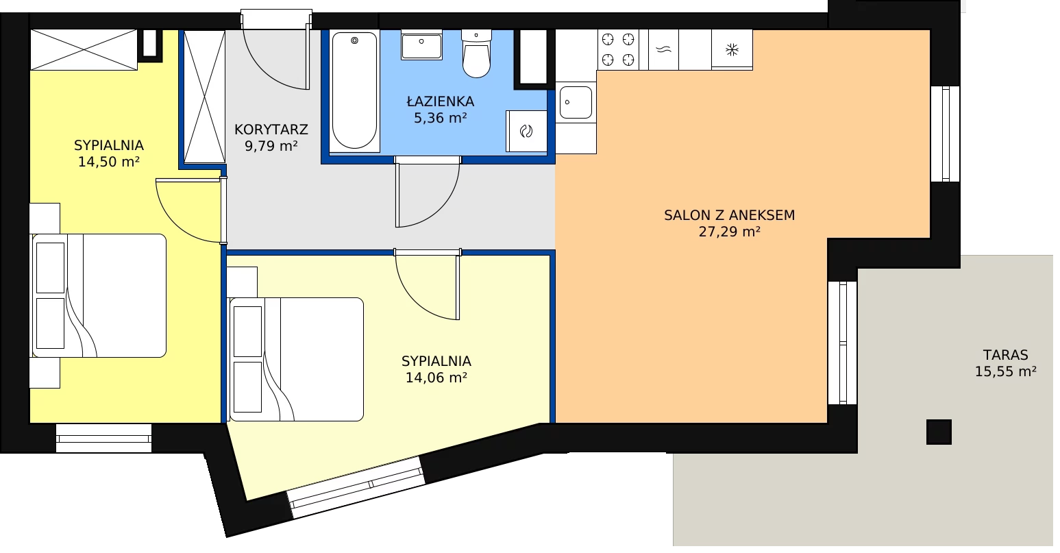 3 pokoje, apartament 72,59 m², piętro 1, oferta nr B17, Villa Verona Mielno, Mielno, ul. Pogodna 4A