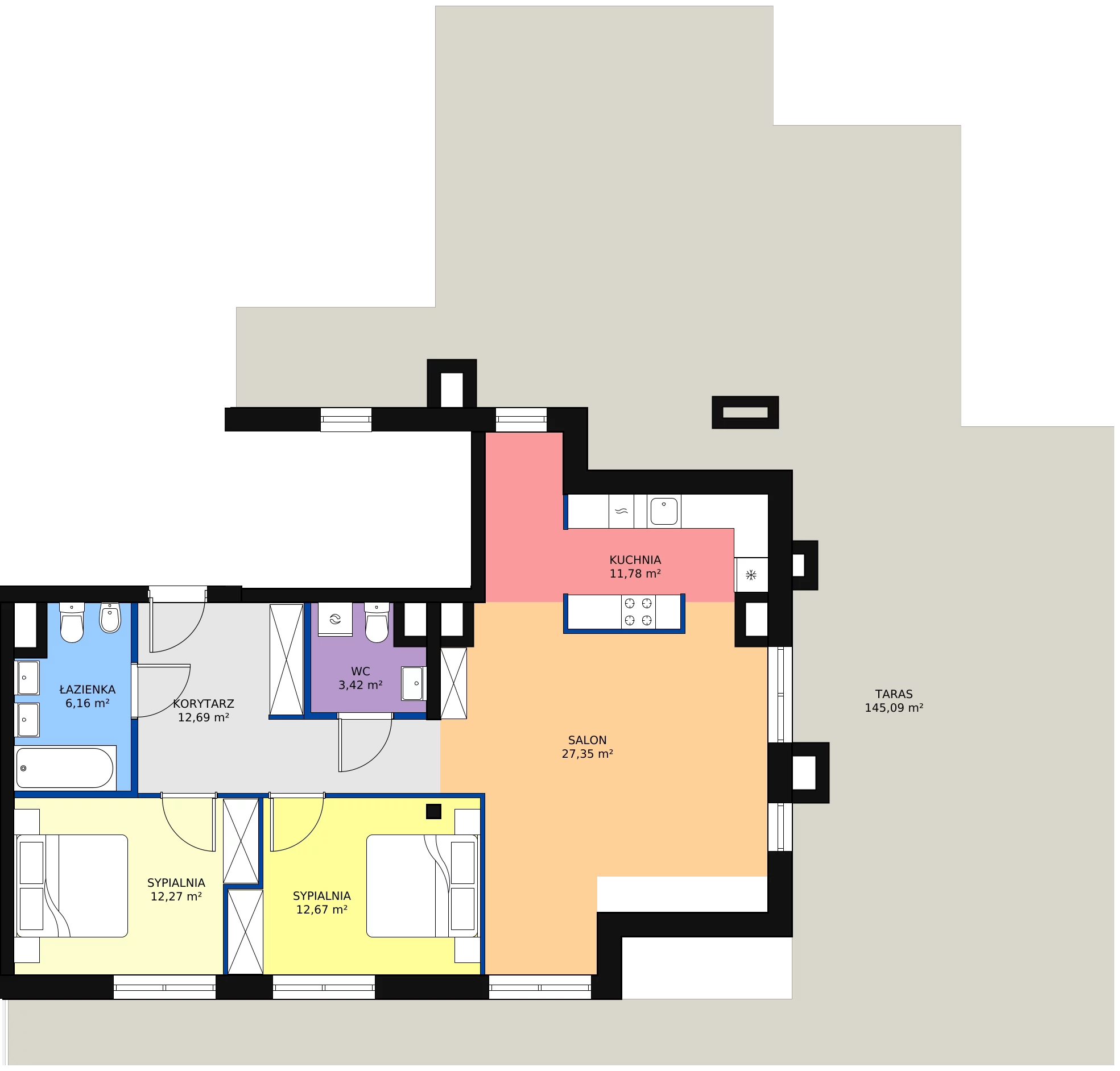 3 pokoje, apartament 89,85 m², piętro 3, oferta nr B31, Villa Verona Mielno, Mielno, ul. Pogodna 4A