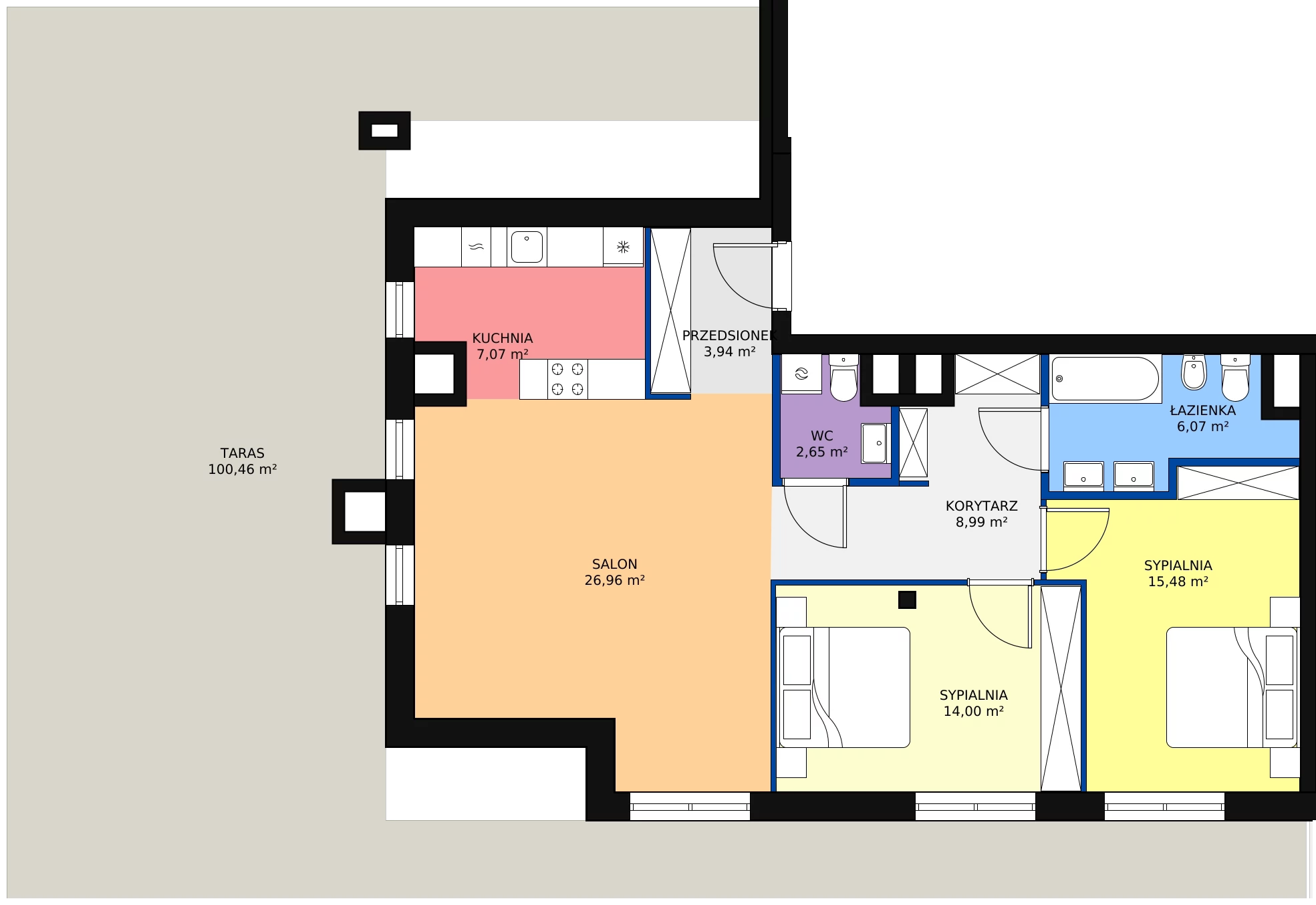 3 pokoje, apartament 89,39 m², piętro 3, oferta nr B32, Villa Verona Mielno, Mielno, ul. Pogodna 4A