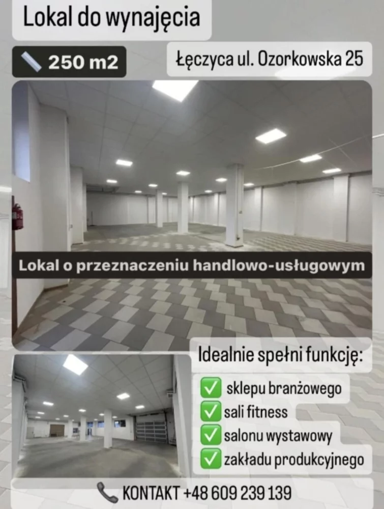 Lokal użytkowy 257,00 m², Łęczyca, Ozorkowska, Wynajem