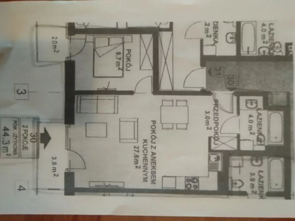 2 pokoje, mieszkanie 43,00 m², piętro 4, oferta nr , 834119, Kraków, Podgórze, Bobrzyńskiego