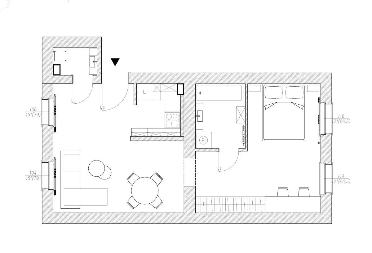 2 pokoje, mieszkanie 46,00 m², parter, oferta nr , 833806, Elbląg, Czerniakowska