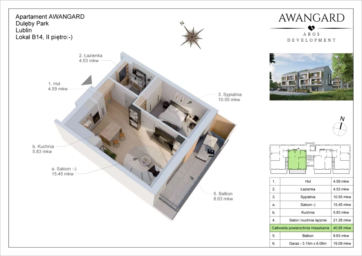 2 pokoje, mieszkanie 41,00 m², piętro 2, oferta nr , 832885, Lublin, Kośminek, Kośminek, Kazimierza Dulęby