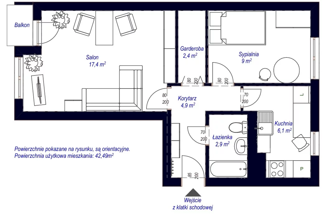 Mieszkanie dwupokojowe 42,00 m², Lębork, Legionów Polskich, Sprzedaż