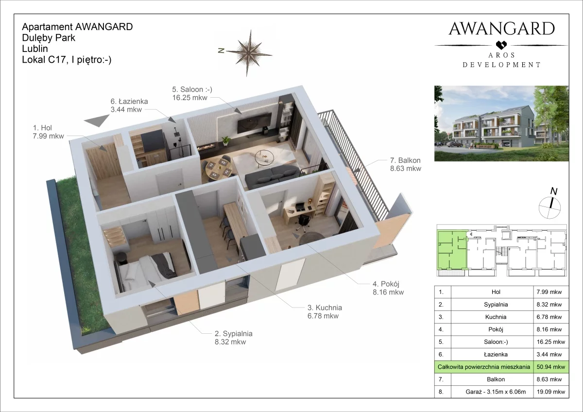 3 pokoje, mieszkanie 51,00 m², piętro 1, oferta nr , 832887, Lublin, Bronowice, Bronowice, Kazimierza Dulęby