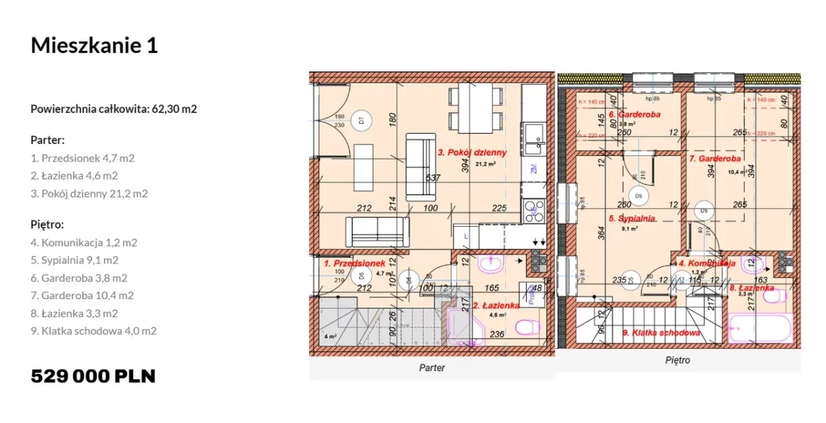 3 pokoje, mieszkanie 62,00 m², parter, oferta nr , 833386, Pobiedziska